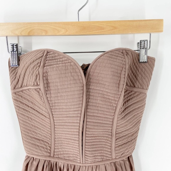 Parker Mauve Strapless Silk Bustier Peplum Top Size S - Picture 5 of 11